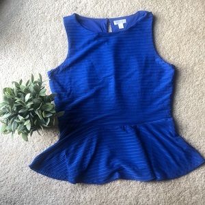 BISOU BISOU Blue Peplum Top